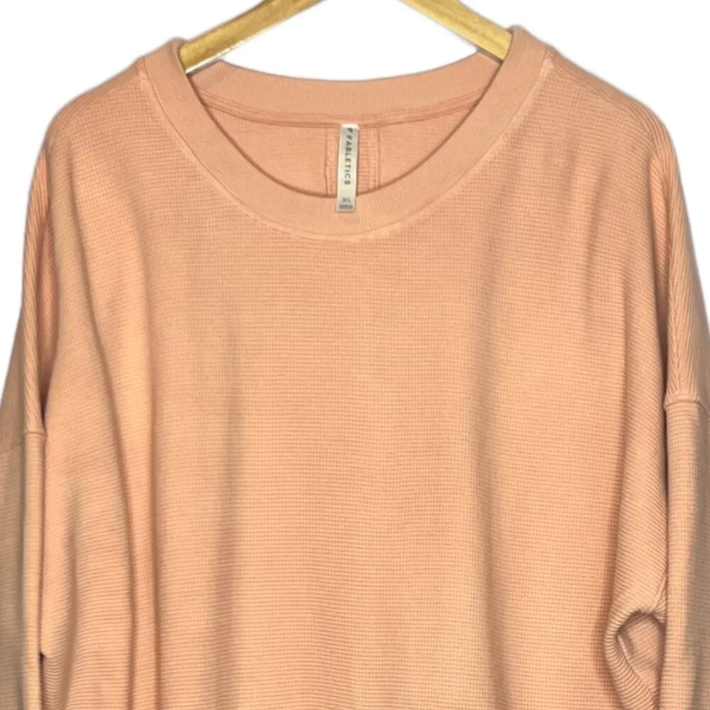 🆕Fabletics Womens Anna Waffle Knit Crop Sweatshirt Sweater Pink Sz XL - Picture 4 of 9